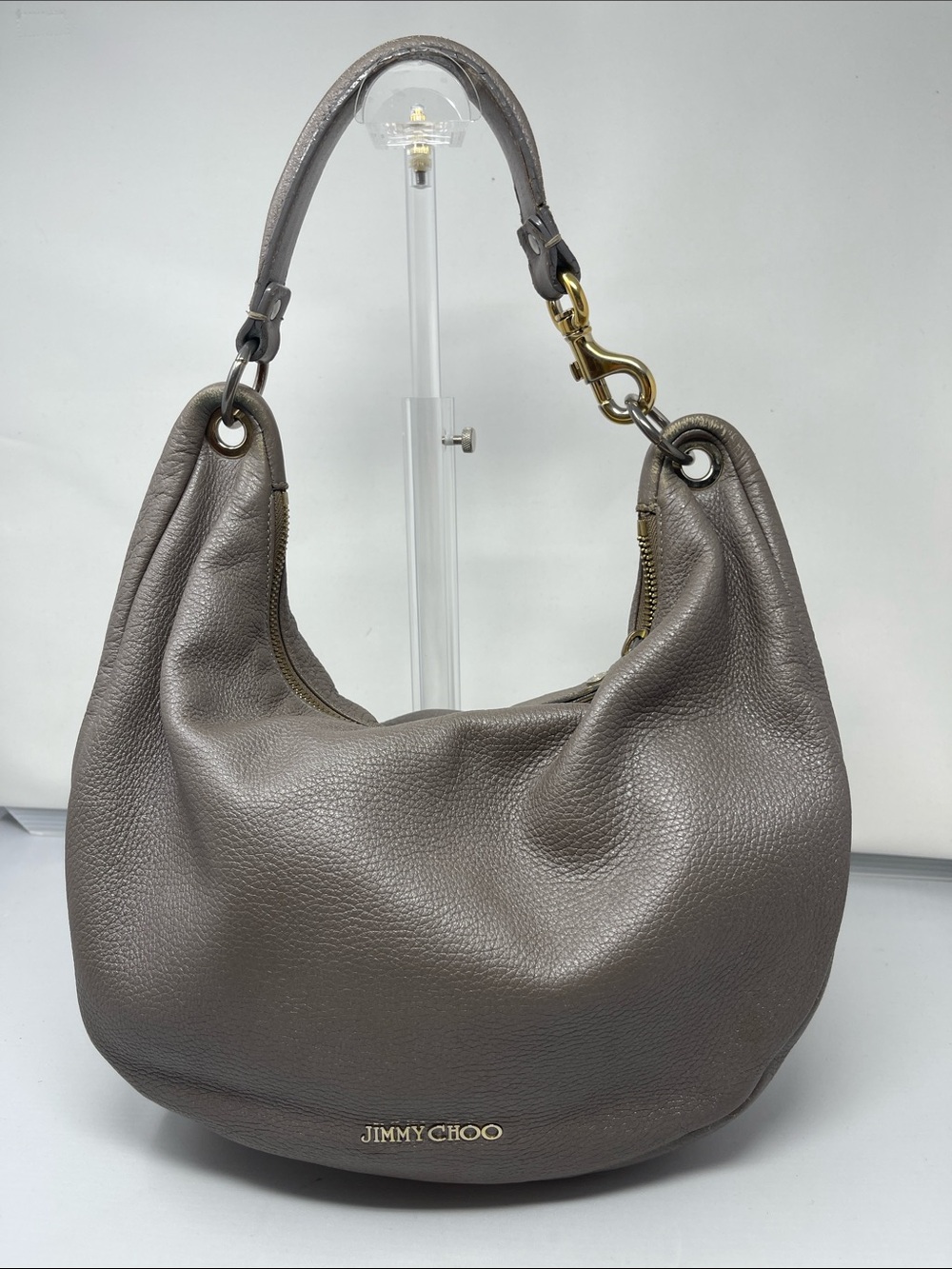 Jimmy Choo Taupe Leather Hobo Skybag